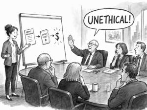 Enthusiastic fundraiser is shut down by an accusation that their proposal is unethical.